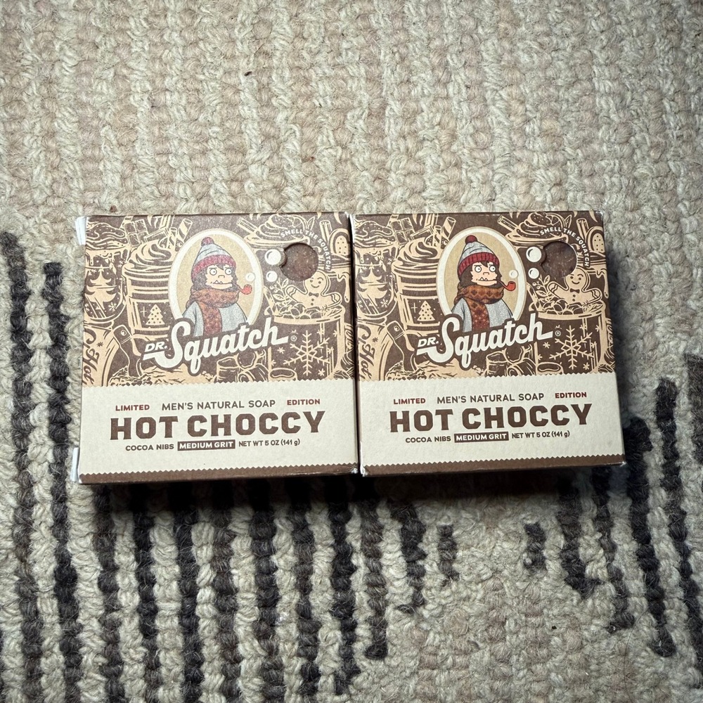 Dr Squatch Hot Choccy Limited Edition Soap 2 Bars Cocoa Nibs 5oz Christmas New